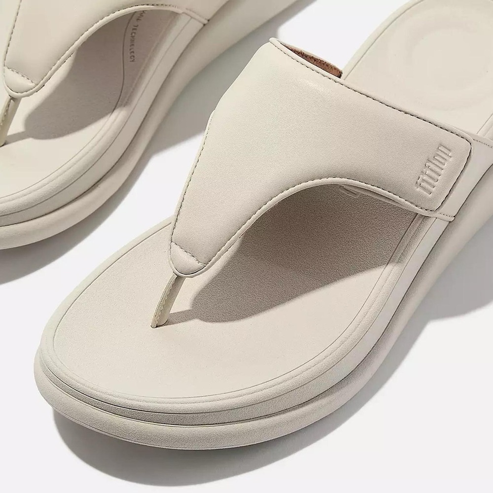 FitFlop Ivory Beige F-Mode Go Adjustable Platform Cushion Toe-Post Sandals 8
